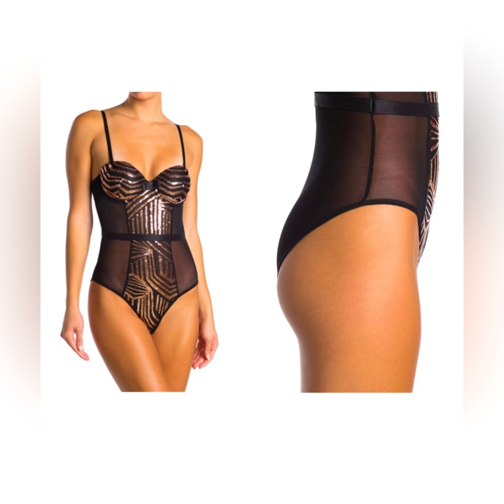 Secret Lace Sequin Panel Bodysuit